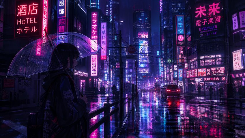 51视频科幻动漫-赛博都市夜雨剪辑演示